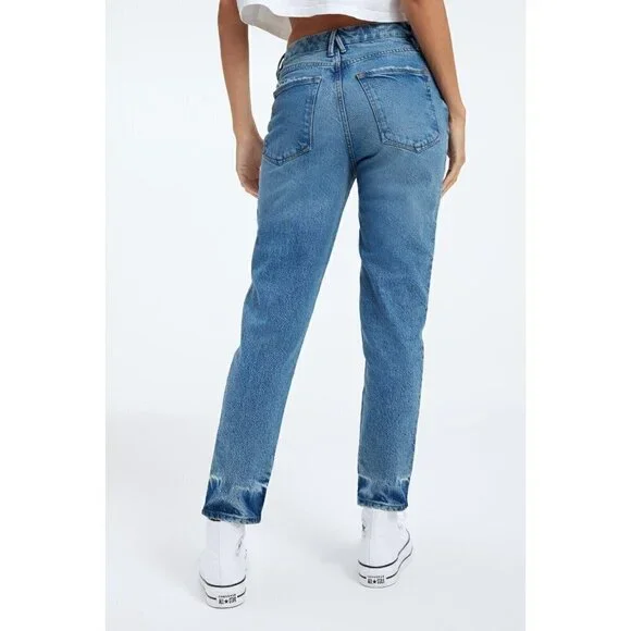 Good American Women's The Weekender Relaxed Fit Straight Leg Indigo339 Jeans - Picture 14 of 15